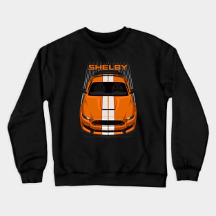 Ford Mustang Shelby GT350R 2015 - 2020 - Orange - White Stripes Crewneck Sweatshirt